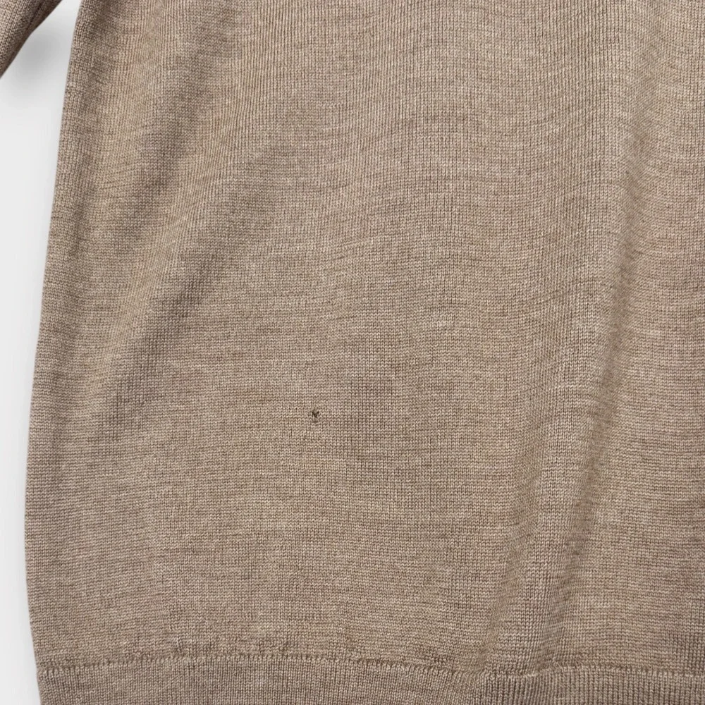 Banana Republic Mens Merino Wool Sweater M Taupe Brown Baruffa Italian Yarn Knit